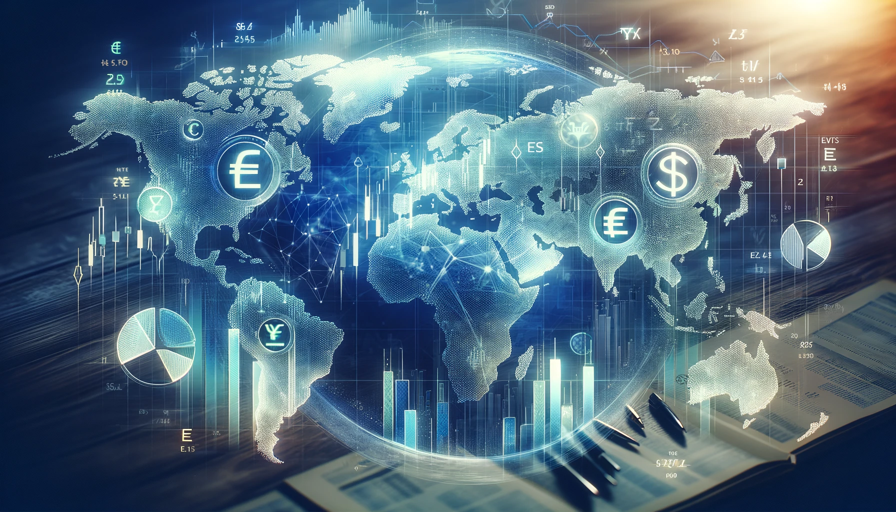 Ein professionelles und ansprechendes Blog-Coverbild für eine WordPress-Seite zum Thema Finanzen und Investitionen. Es zeigt eine moderne, digitale Darstellung einer Weltkarte, überlagert mit verschiedenen Finanzsymbolen wie Währungszeichen, Balkendiagrammen und Kreisdiagrammen, die globale Investitionsmöglichkeiten andeuten. Im Fokus stehen ETFs (Exchange Traded Funds), symbolisiert durch Aktien-Ticker und Fond-Diagramme. Die Farbgebung in Blau- und Grüntönen vermittelt Stabilität und Wachstum.
